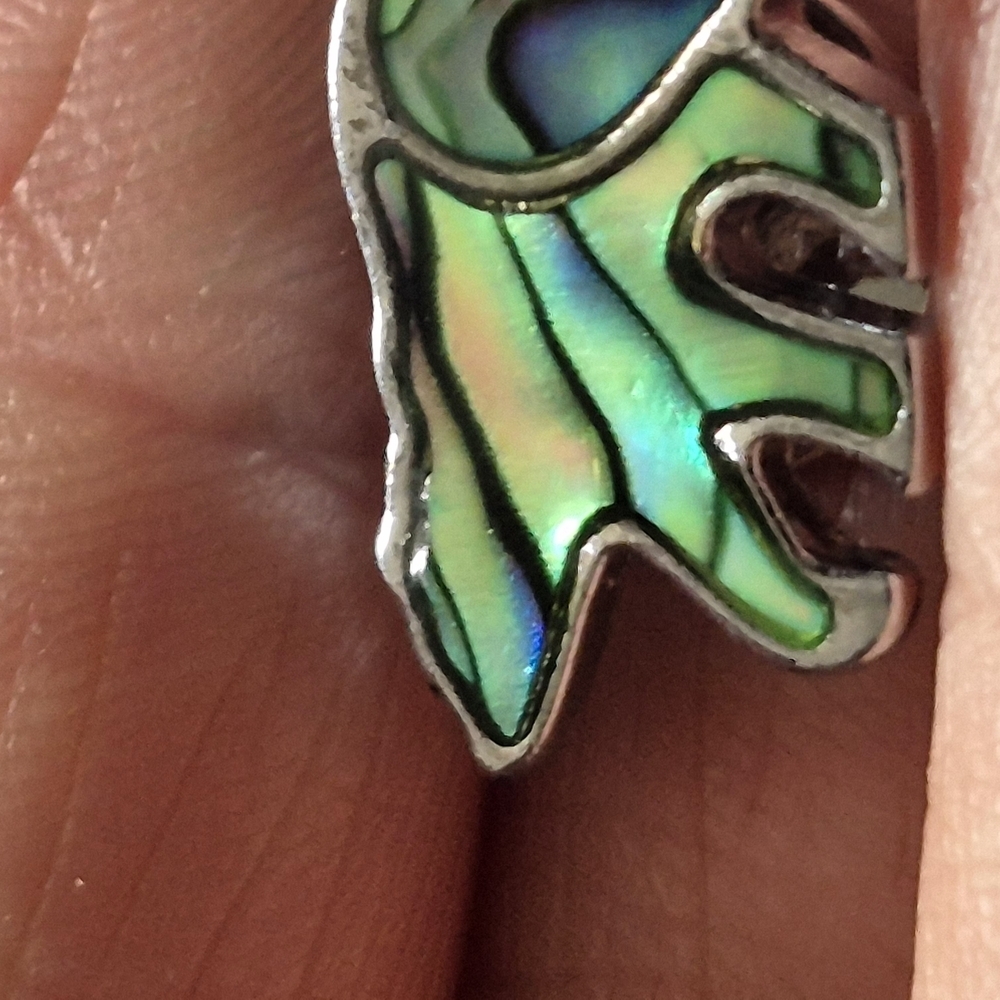 Silver and Abalone Shell Glacier Pearle Bear Lapel Pin - Picture 3 of 6